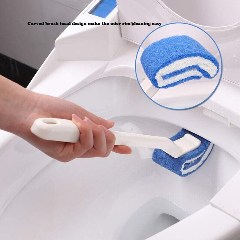 JWCE Toilet Brush Bowl Brush - Scratch-Free Curved Good Grip Easy to Use Deep Cleaning No Scratching, Anti-Splashing Easy to Store (2pc Blue) - Image 4